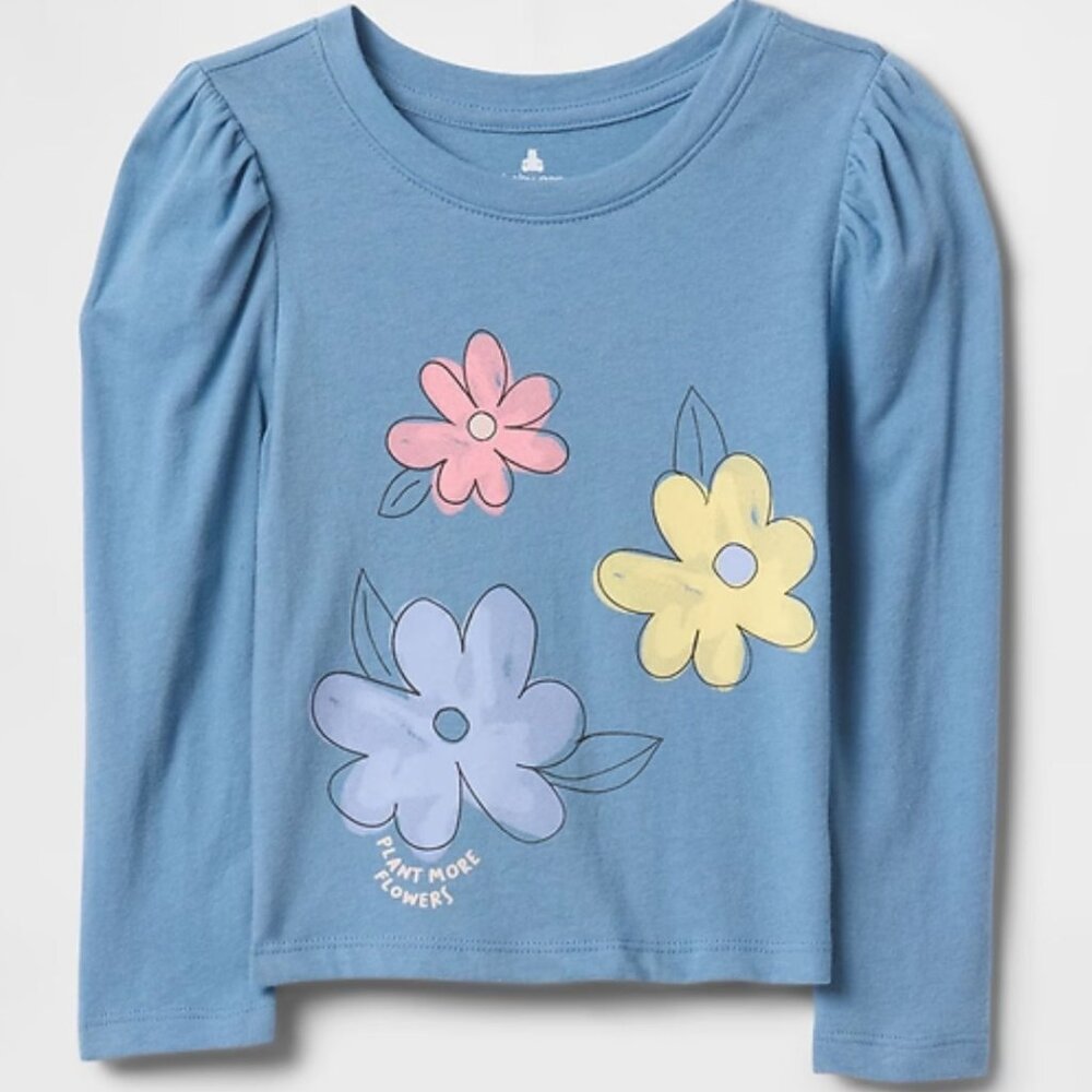 Gap Baby Girl Blue Flower Top Size 6M to 12M NEW WITH TAGS